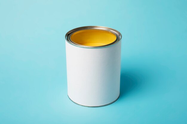 High angle can with yellow paint