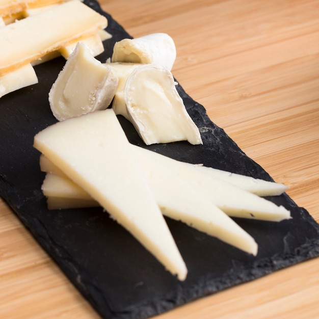 High angle cheese on table