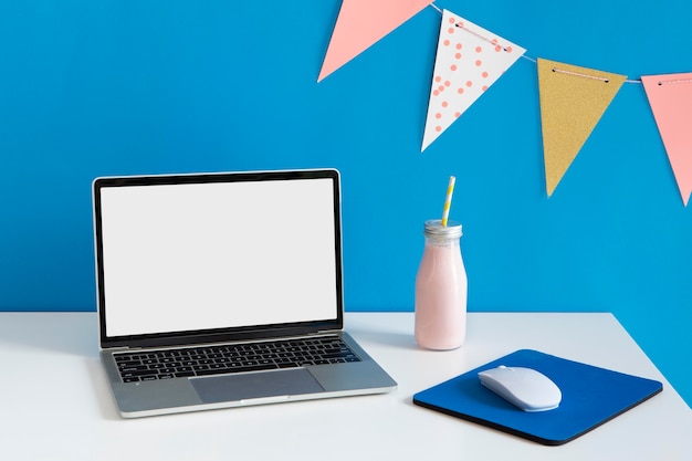 High angle of children's desk setting