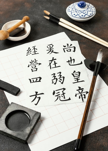 High angle chinese ink elements arrangement