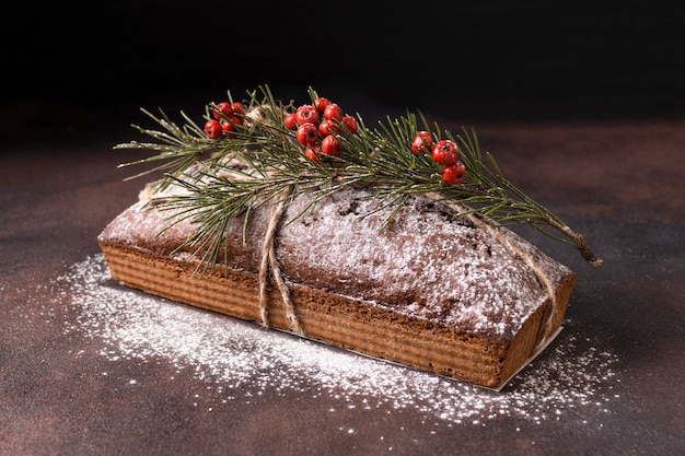 Free photo high angle of christmas dessert with red berries