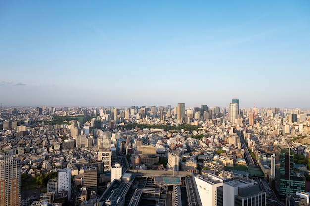 ハイアングルの街並み晴れた日