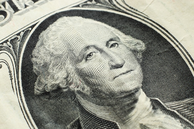 High angle closeup shot of a dollar bill