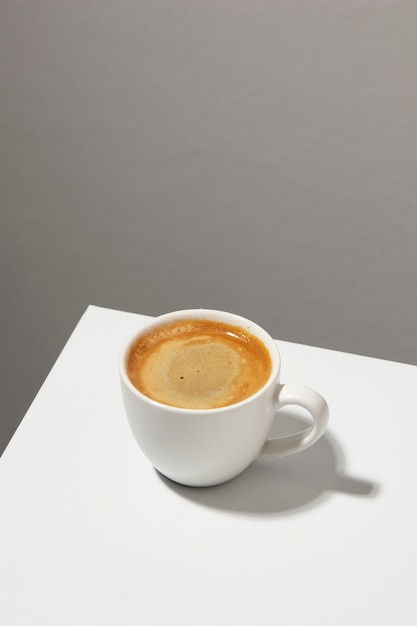 High angle coffee cup on table