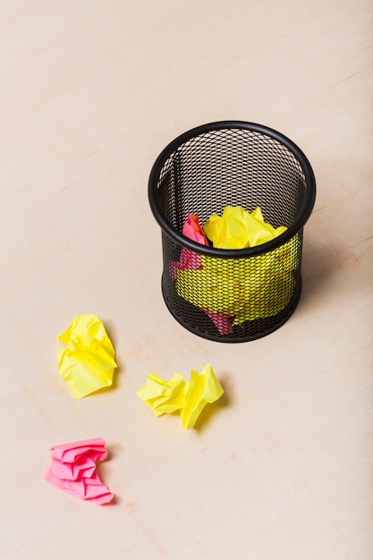 Free photo high angle of colorful stickers in basket