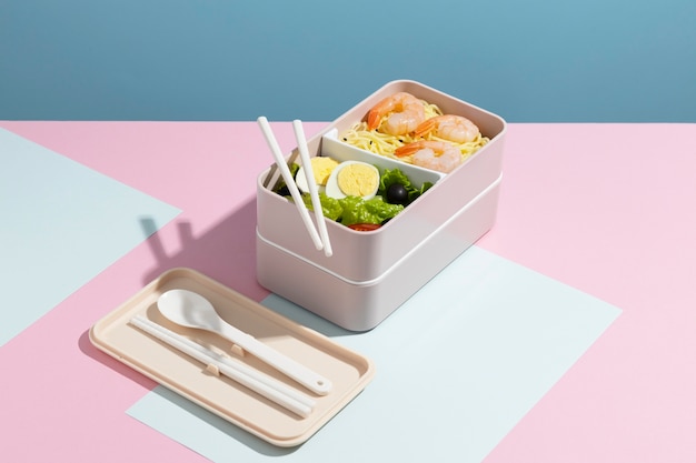 Free photo high angle composition of japanese bento box