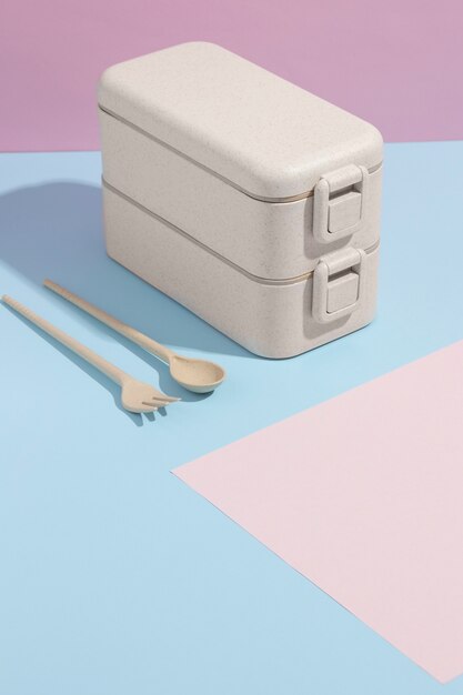 High angle composition of japanese bento box