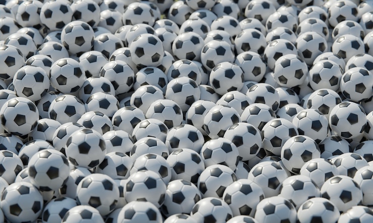 Free Photo high angle of composition with soccer balls
