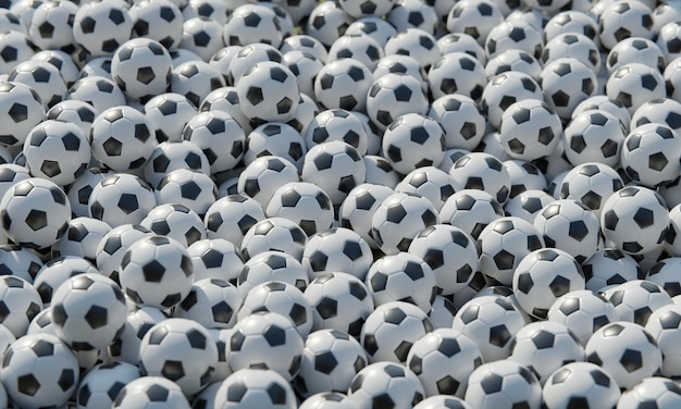 High angle of composition with soccer balls