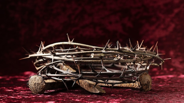 High angle crown of thorns and rusty nails