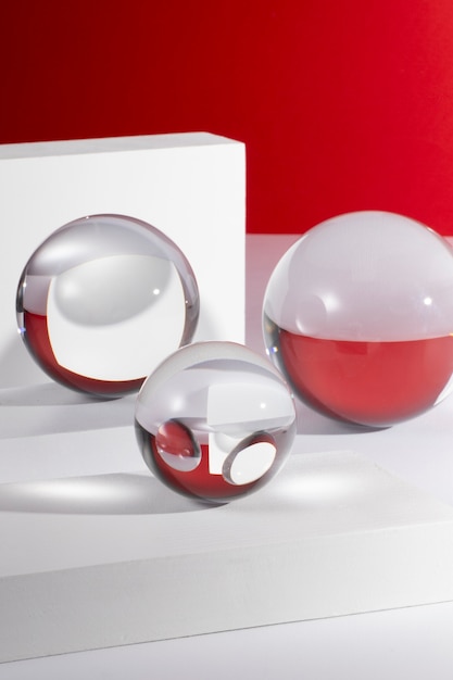 Free photo high angle crystal balls arrangement