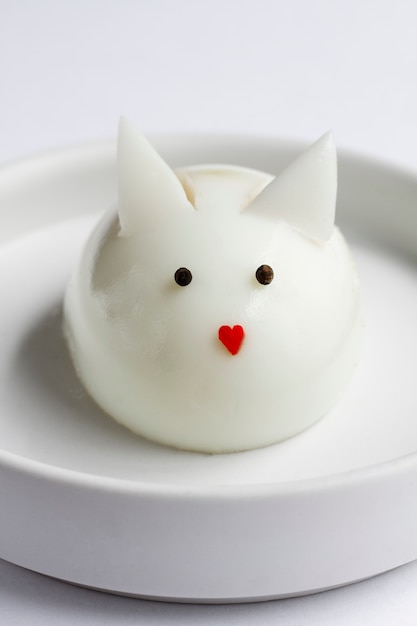 Free photo high angle cute boiled egg on plate