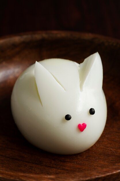High angle cute bunny egg for kids