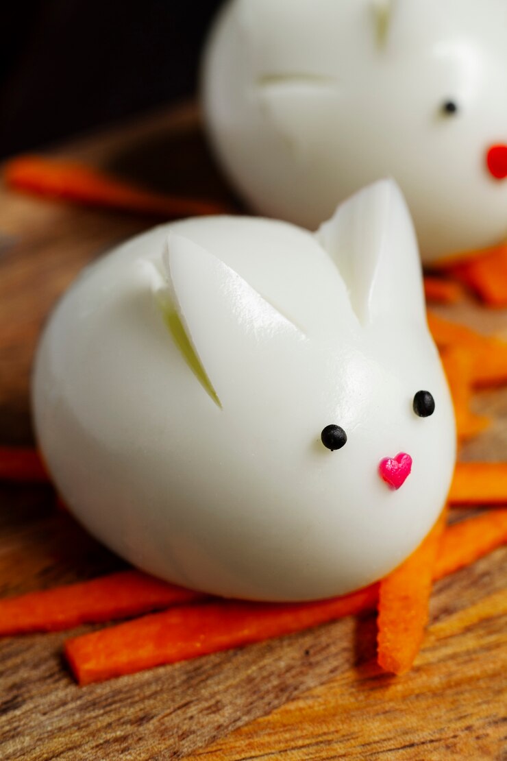 Free Photo high angle cute bunny eggs