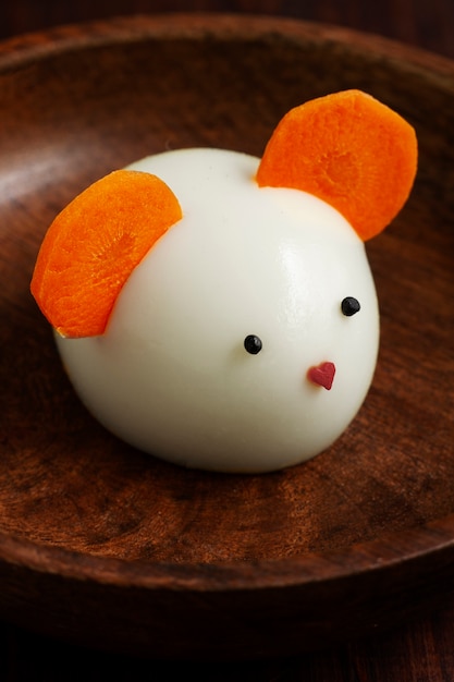 High angle cute mouse egg for kids
