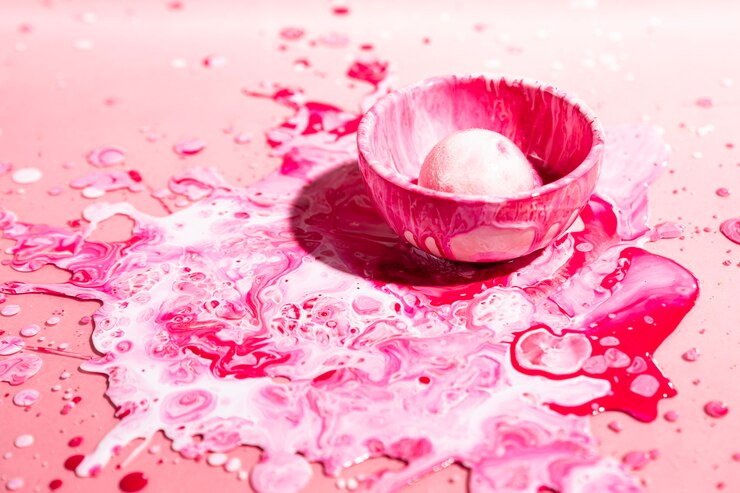 Free Photo high angle decoration with pink paint