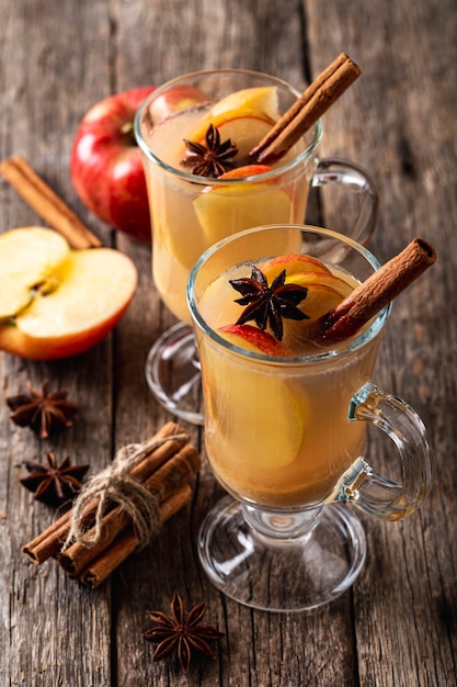 Free photo high angle of delicious apple drink concept