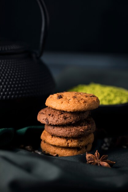 High angle delicious biscuits on table