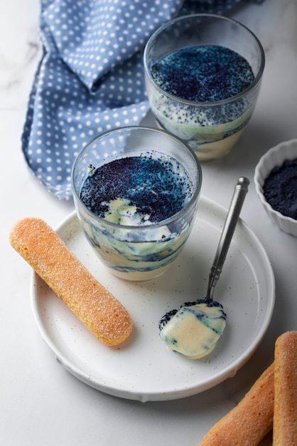 High angle delicious blue matcha recipe