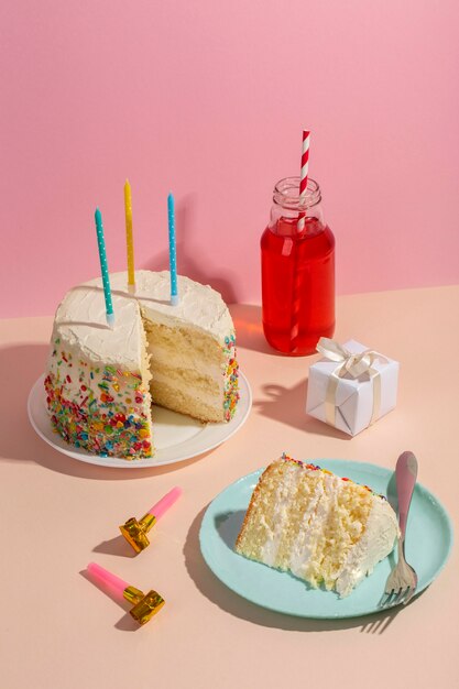 high angle delicious cake arrangement