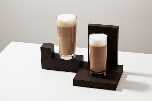 High angle delicious coffee glasses