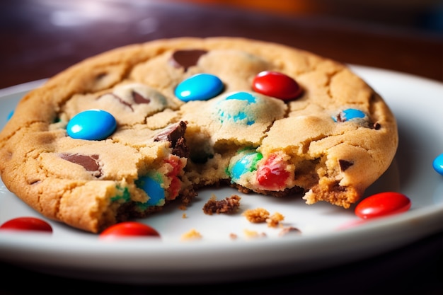 Free photo high angle delicious cookie with candy