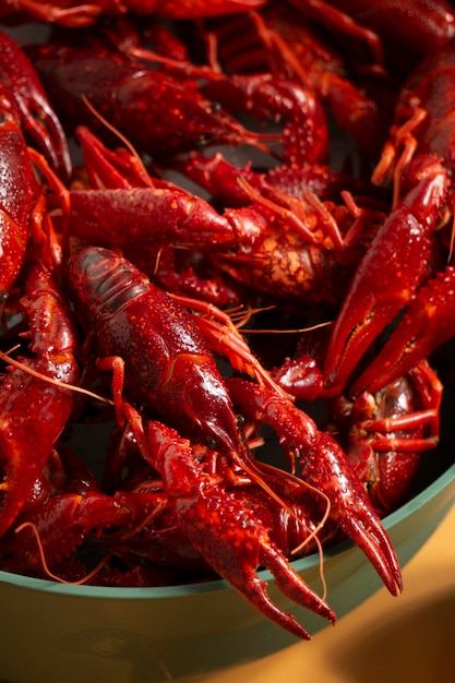 Free photo high angle delicious crawfish still life