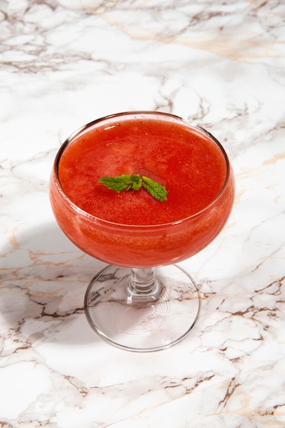 High angle delicious daiquiri cocktail with mint