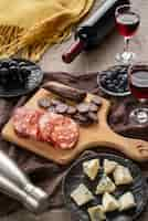 Free photo high angle delicious food picnic concept