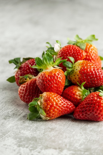 High angle delicious fresh strawberries