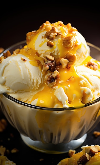 ハイアングルのおいしいアイスクリーム