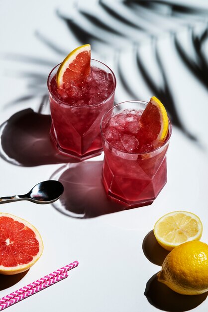 High angle delicious negroni with grapefruit