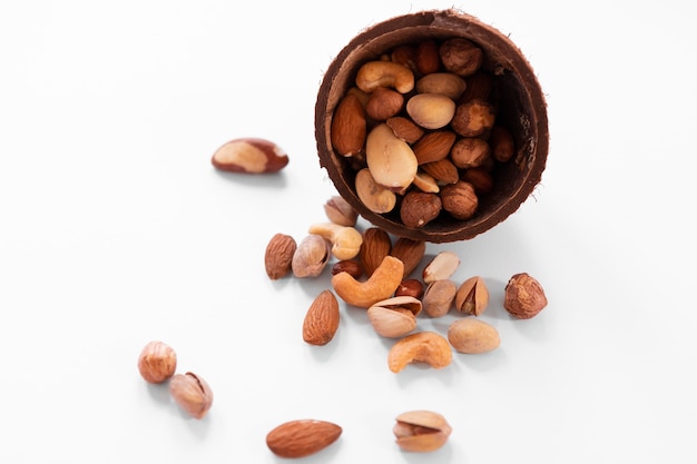 High angle of delicious nuts arrangement
