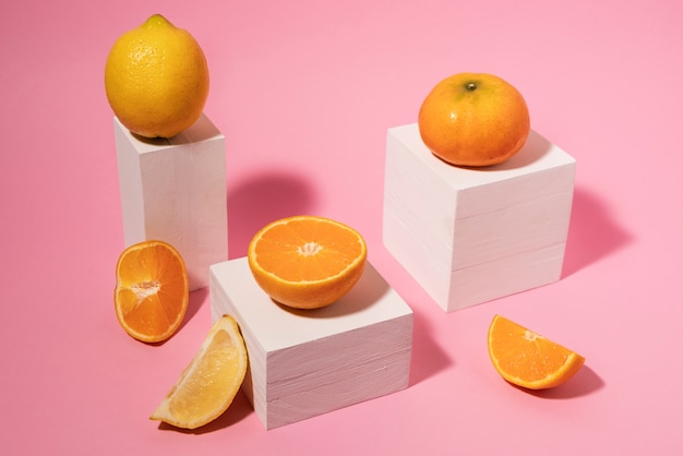 High angle delicious oranges arrangement