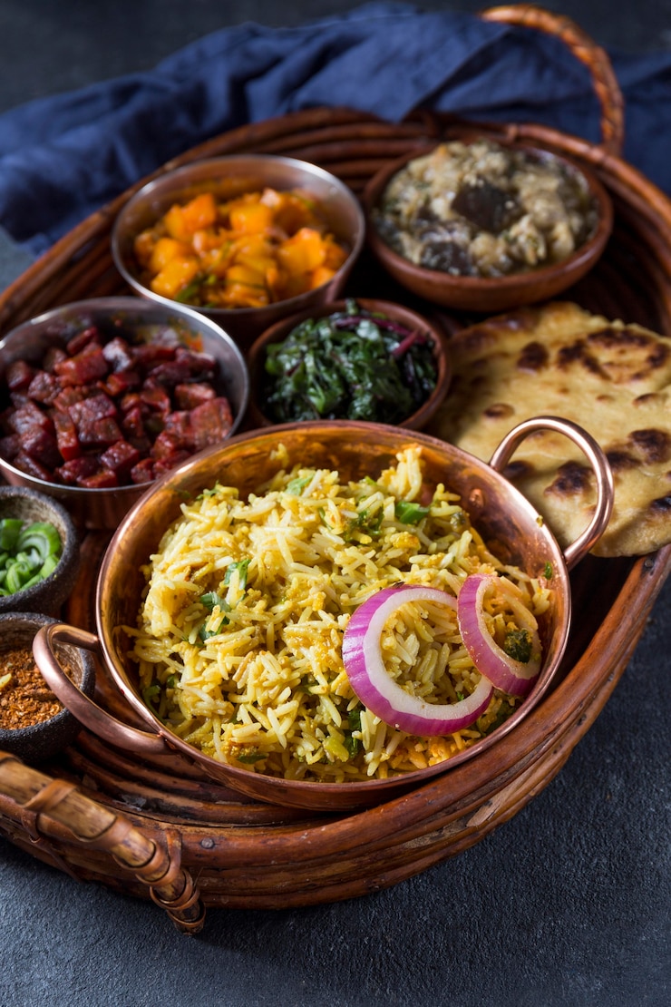 Free Photo high angle delicious pakistan meal in a basket