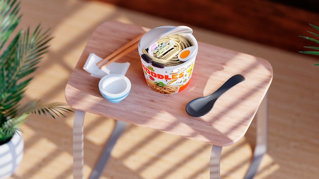 Free photo high angle delicious ramen with chopsticks