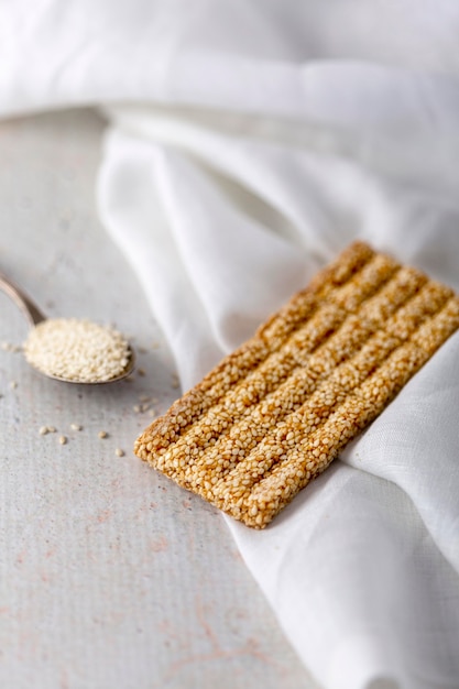 high angle of delicious sesame bar