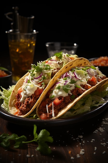 Free photo high angle  delicious tacos arrangement