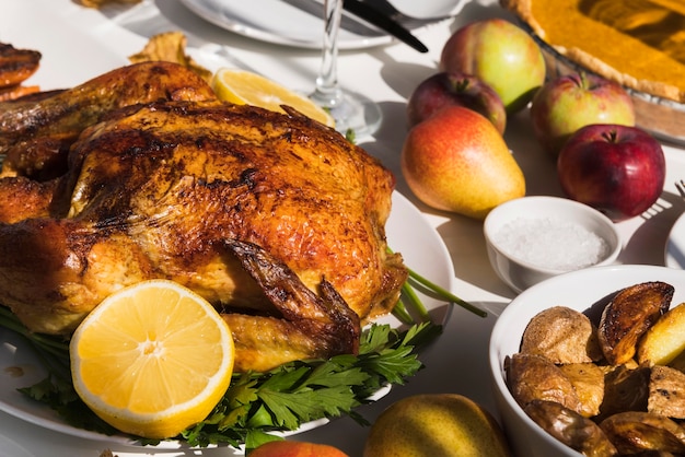 Free photo high angle delicious thanksgiving turkey