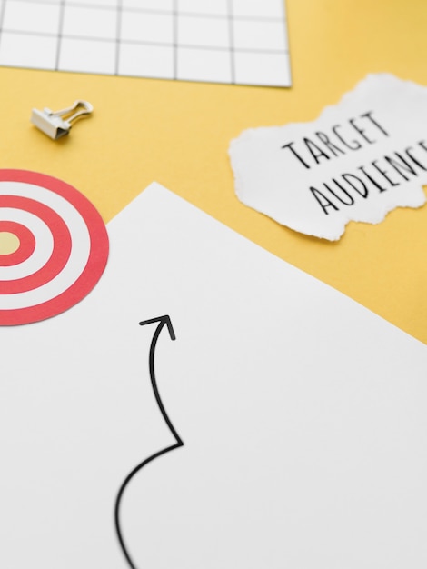 Free Photo high angle of desk top with target audience and cirle