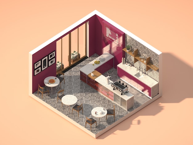 High angle diner interior design