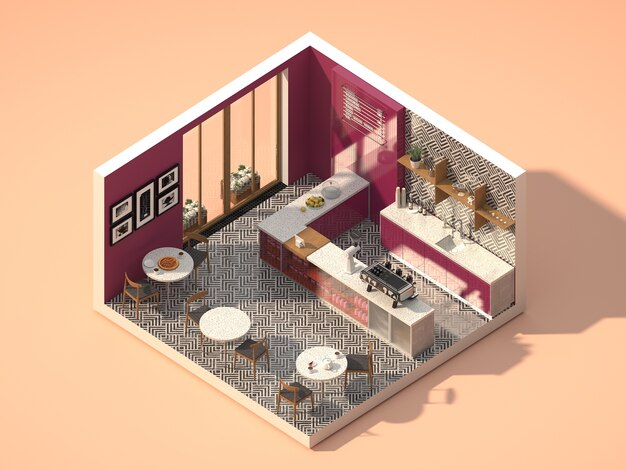 High angle diner interior design