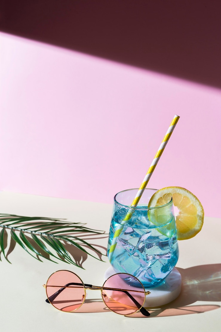 Free Photo high angle drink and glasses