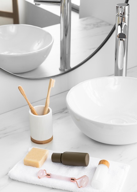 high angle of eco cosmetics concept