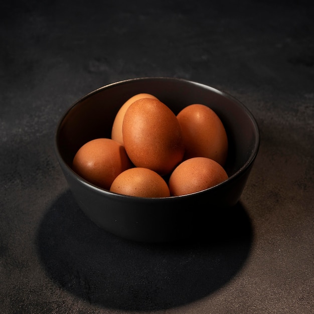 High angle eggs in bowl