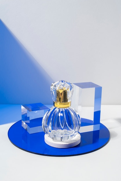 High angle empty perfume bottle