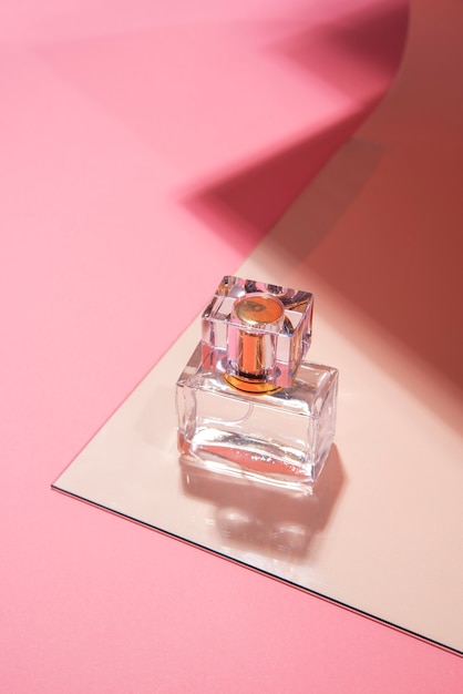 High angle empty perfume bottle