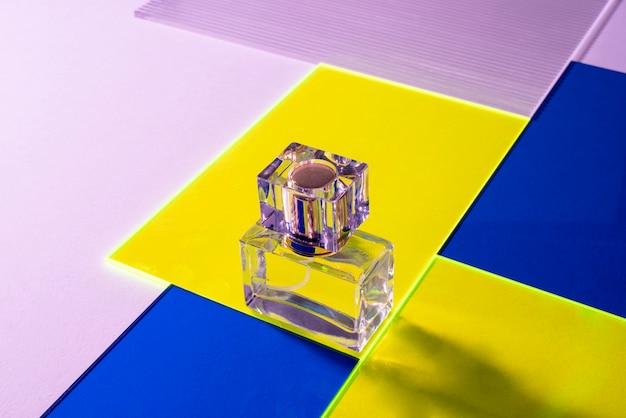 High angle empty perfume bottle