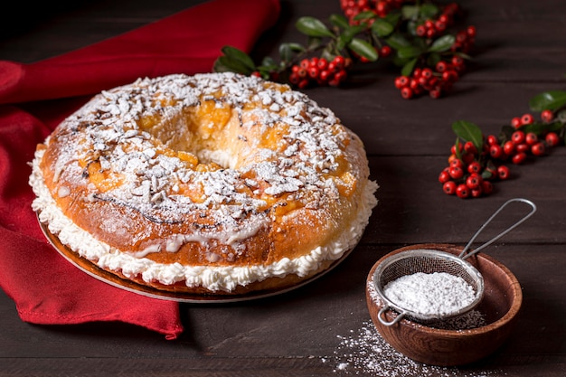 High angle epiphany day food with ingredients arrangement