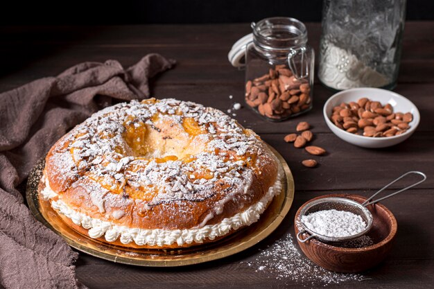 High angle epiphany day food with ingredients assortment